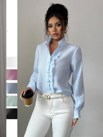 Elegant Stripe Long Sleeve Blouses