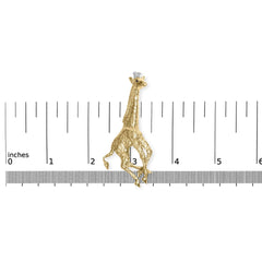 18K Yellow Gold Diamond Accent and Blue Sapphire Giraffe Pin Brooch (G-H Color, VS2-SI1 Clarity)