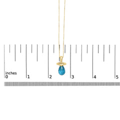 14K Yellow Gold and Blue Quartz Pacifier Pendant Necklace - 18" Inches