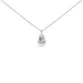 14K White Gold Diamond Accent Baby Shoe with Bow Pendant 18" Necklace (G-H Color, SI1-SI2 Clarity)