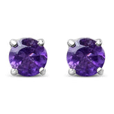 .925 Sterling Silver 3.5 MM Created Birthstone Solitaire Stud Earrings - Choice of Gemstone