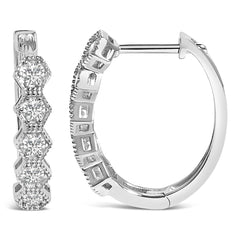 14K Gold 1/2 Cttw Diamond Earring Zig-Zagging Geometric Hoop Earrings (G-H Color, SI1-SI2)