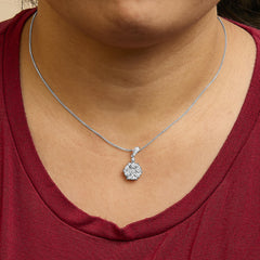 14K White Gold 1 1/5 Cttw Diamond Composite Cluster Pendant Necklace (F-G Color, VS2-SI1 Clarity) - 18" Inches