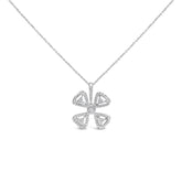 14K White Gold 5/8 Cttw Diamond 4 Leaf Floral Pendant Necklace (H-I Color, I1-I2 Clarity) - 18" Inches