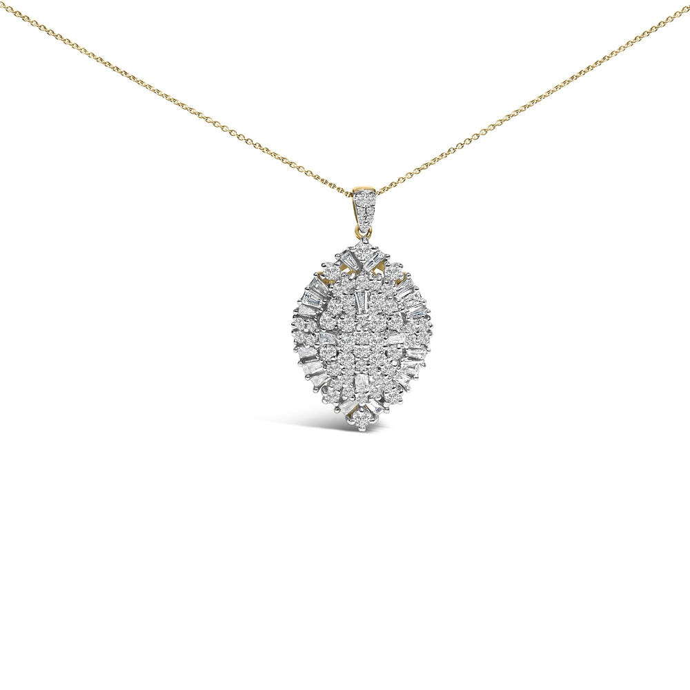 14K White and Yellow Gold 2.00 Cttw Diamond Cluster Pear Shaped Pendant Necklace (G-H Color, SI2-I1 Clarity) -20" Inches