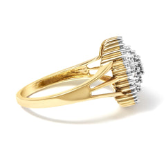 10K Yellow Gold Diamond Cocktail Ring (1/4 Cttw, I-J Color, I3 Clarity)
