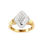 10K Yellow Gold 1/2 Cttw Round And Baguette-cut Diamond Rhombus Head and Halo Ring (I-J Color, I1-I2 Clarity)