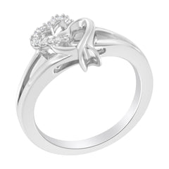 .925 Sterling Silver Diamond Heart Accent Ring (1/20 Cttw, H-I Color, I1-I2 Clarity).50