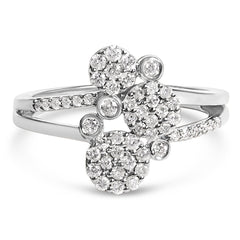 .925 Sterling Silver 1/2 Cttw Diamond Scatter Composite Bypass Ring (I-J Color, I1-I2 Clarity)