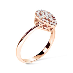 10K Rose Gold 3/8 Cttw Round-Cut Diamond Pear Promise Ring (I-J Color, I2-I3 Clarity)