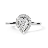 10K White Gold 3/8 Cttw Round-Cut Lab Grown Diamond Cluster Pear Promise Ring (G-H Color, VS2-SI1 Clarity)