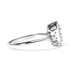 .925 Sterling Silver 3/8 Cttw Lab Grown Diamond Cluster and Halo Pear Promise Ring (G-H Color, VS2-SI1 Clarity) - Size 7