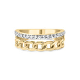 10K Yellow Gold 1/5 Cttw Diamond Cuban Link Ring Band (I-J Color, I2-I3 Clarity)