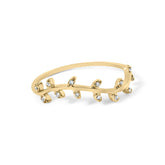 10K Yellow Gold Diamond Accent Branch and Leaf Band Ring (G-H Color, SI1-SI2 Clarity)
