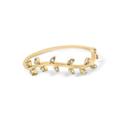 10K Yellow Gold Diamond Accent Branch and Leaf Band Ring (G-H Color, SI1-SI2 Clarity)