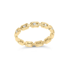10K Yellow Gold 1/10 Cttw Diamond Paperclip Style Link Band Ring (H-I Color, I1-I2 Clarity)