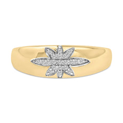 18K Yellow Gold 1/10 Cttw Diamond Star Burst Inlay Ring