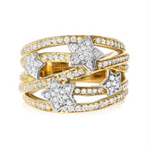 18K Yellow Gold Plated .925 Sterling Silver 3/4 Cttw Diamond Star and Galaxy Ring Band
