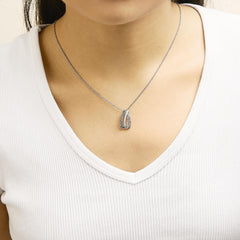 Tri Tone Sterling Silver 1/2 Cttw White and Brown Diamond Pendant Necklace