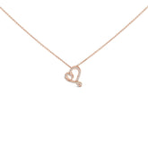 14k Rose Gold Plated Silver 1/10 Cttw Diamond Open Heart Pendant Necklace