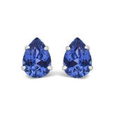 Platinum Lab 5X7 Created Blue Sapphire Pear Solitaire Stud Earrings