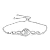 .925 Sterling Silver Created White Sapphire Knotted Twist Bolo Bracelet