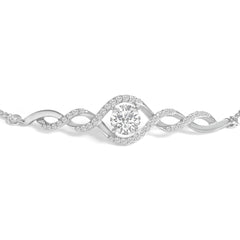 .925 Sterling Silver Created White Sapphire Knotted Twist Bolo Bracelet