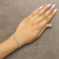 .925 Sterling Silver 1.0 Cttw Diamond X Link Bolo Bracelet