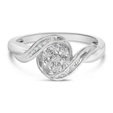 Sterling Silver 1/10 Cttw Diamond Bypass Cluster Ring