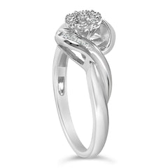 Sterling Silver 1/10 Cttw Diamond Bypass Cluster Ring