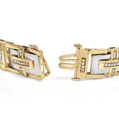 Men's 10K Yellow Gold Plated Silver Diamond Accent Geometric Link Bracelet