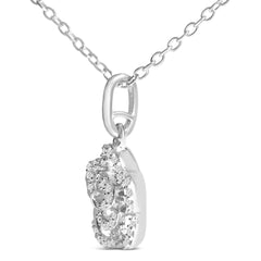 Sterling Silver 1/10 Cttw Diamond Floral Pendant Necklace