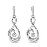 .925 Sterling Silver 1/6 Cttw Diamond Spiral Twist Drop and Dangle Earrings