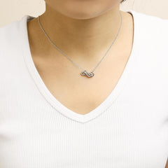 14K Rose Gold Plated Sterling Silver Diamond Accent Double Infinity Pendant Necklace