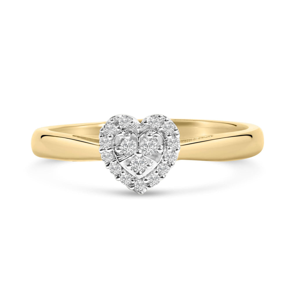 14K Yellow Gold Plated .925 Sterling Silver 1/10 Cttw Round-Cut Diamond Heart Engagement Ring (I-J Color, I3 Clarity)