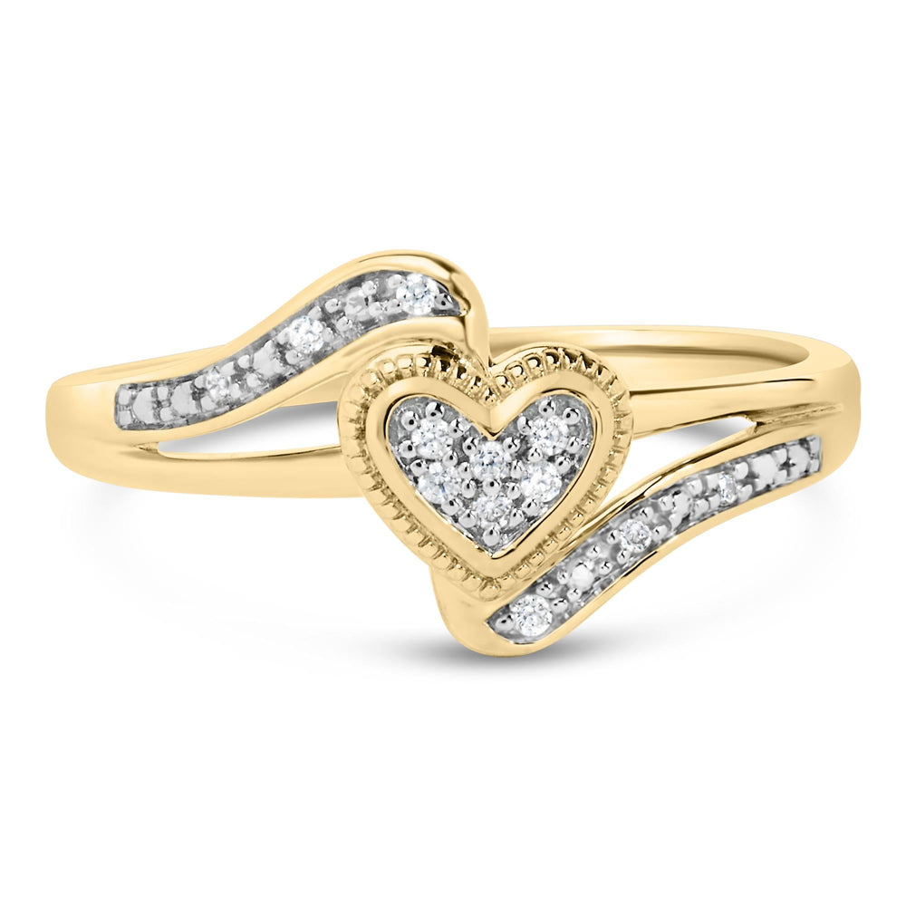 14K Yellow Gold Plated .925 Sterling Silver Diamond Accent Filigree Heart Promise Ring (I-J Color, I3 Clarity)
