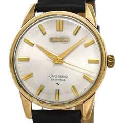 Seiko King Watch, White, Gold, Black, 44-2000, Stainless Steel, Leather Strap, Manual Winding — Good