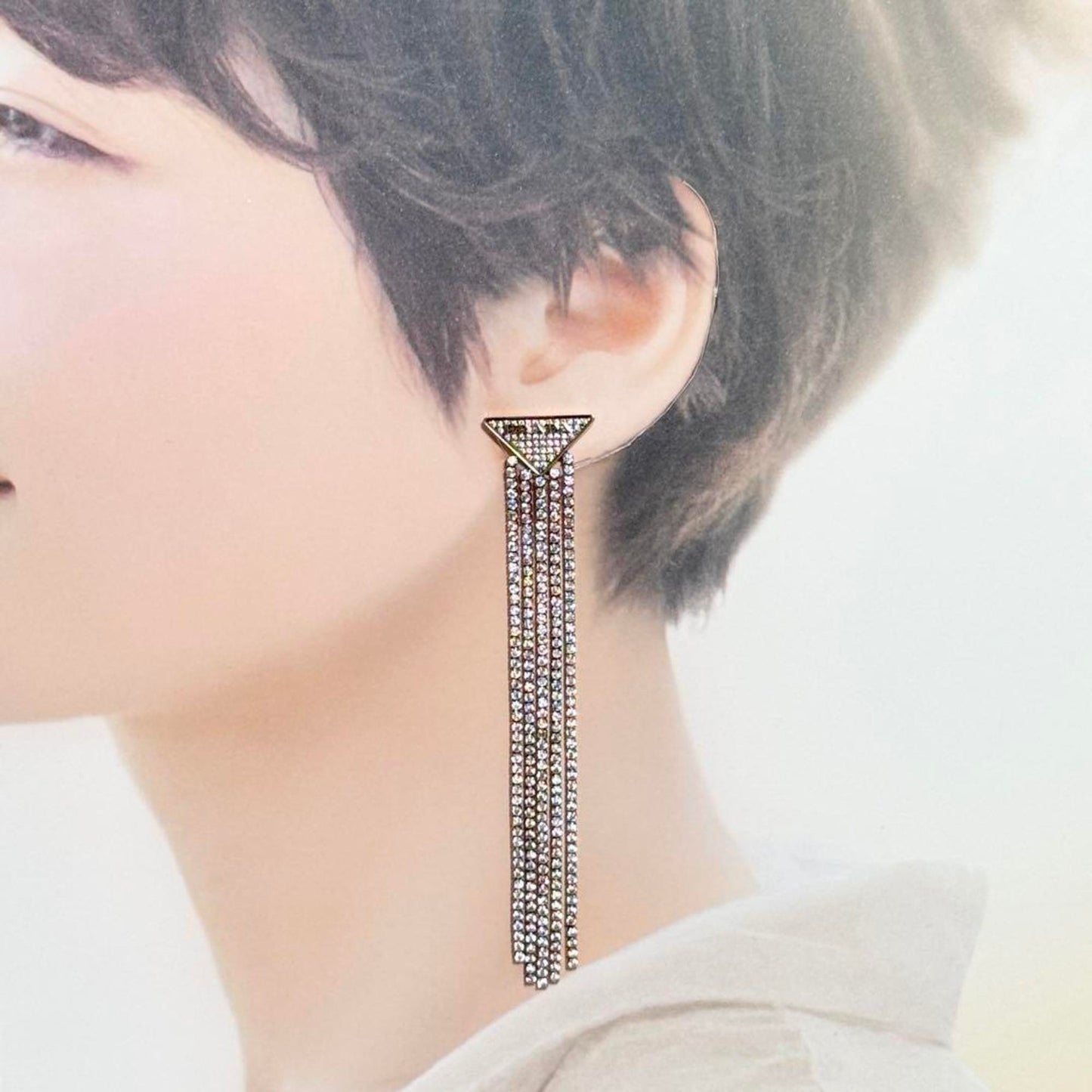 Prada Women's Crystal Logo Jewel Zirconia Earrings in Silver 925