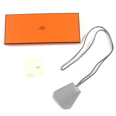 HERMES Vintage Margiela Era Clochette Leather Necklace Pendant Gray □C With Box Made in France Women's — Like New