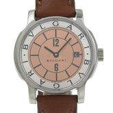 Bulgari BVLGARI Solo Tempo Watch ST29SL Stainless Steel x Leather Quartz Analog Bronze Dial Women's — Very Good