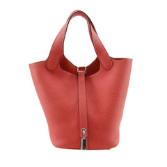 HERMES Picotin Lock 18 PM Handbag Taurillon Clemence Rose Texas 2020 Pink/Y Belt Clasp Loc18K Women's — Like New