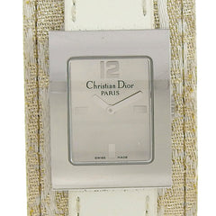 Christian Dior Maris Watch D78-109 Stainless Steel x Shimmer Leather Quartz Analog Display Silver Dial Women's — Good