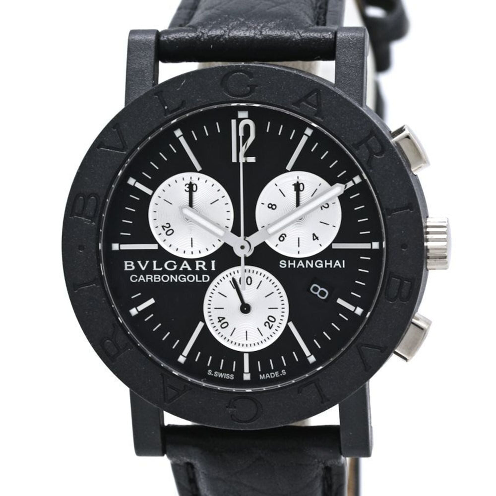 BVLGARI Bulgari Chronograph BBW38CGLDCH 6 BB38CLCH Men's Watch Carbon x Leather 40531 — Like New