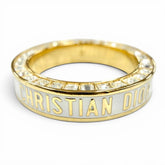 Christian Dior DIOR Night Code ring with crystal logo, rhinestones, and pavé crystals. White gold, size S. Women's. Comes box dust bag — Like New