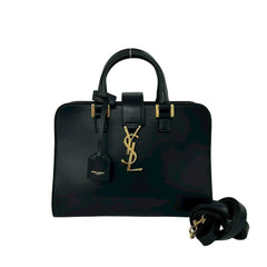 YVES SAINT LAURENT Baby Cabas YSL Leather 2-way Shoulder Bag/Handbag Black 10828 — Like New