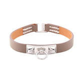 Hermes Rivale Mini Etoupe Bracelet, Stainless Steel, Veau Swift Leather, Women's, Gray/Silver Tone, M2009 — New - Store Return