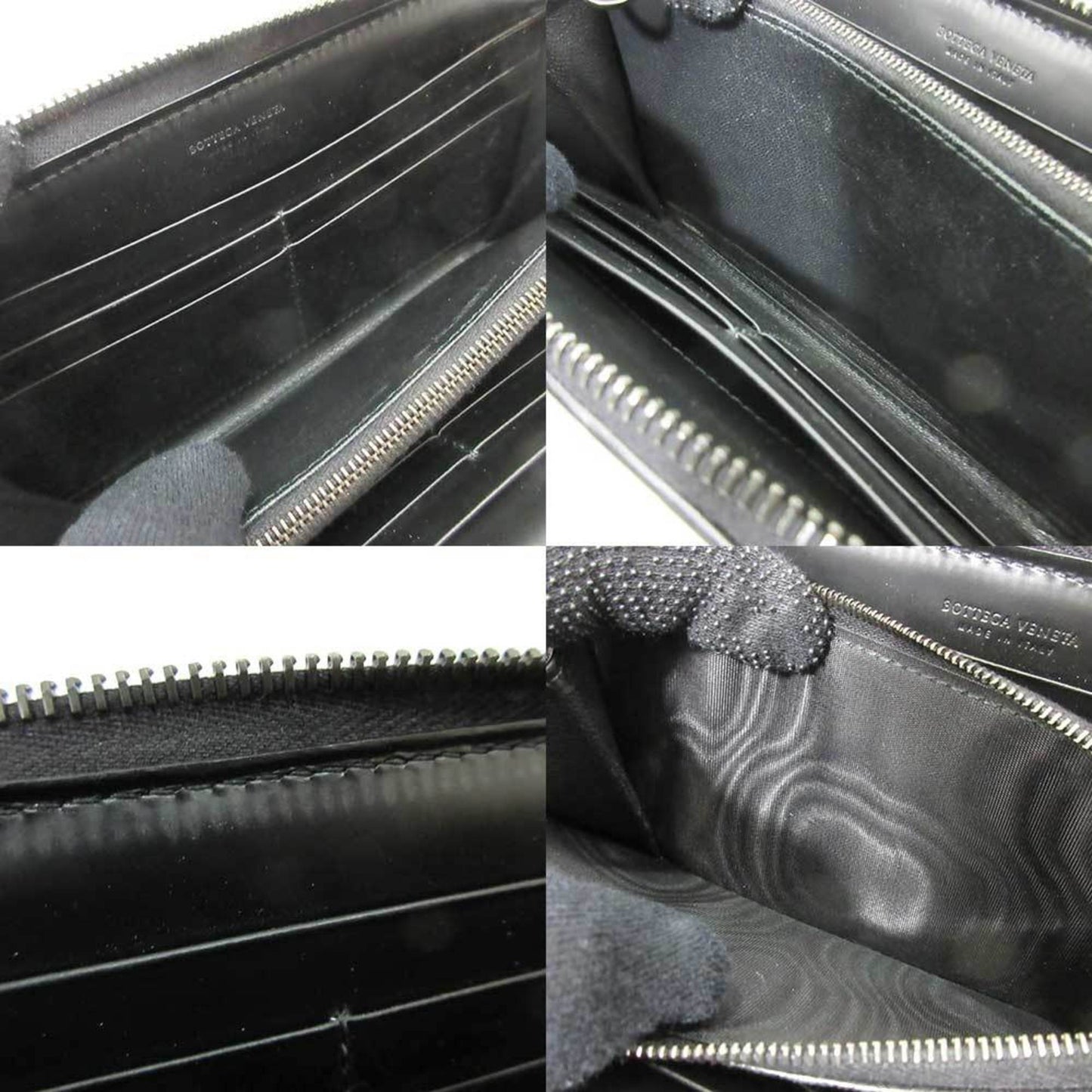 Bottega Veneta Wallet Long Round Zipper Black Intrecciato Men's Women's Enamel x Leather 114076 BOTTEGAVENETA