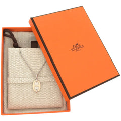 Unused Hermès Mini Maillon PM Pendant H100053FPD3, White Crème Metal Necklace, 1484HERMES — New - Store Return