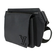 LOUIS VUITTON Louis Vuitton Take Off Sling Body Bag M57081 Grained Leather Noir Black LV Waist — Like New