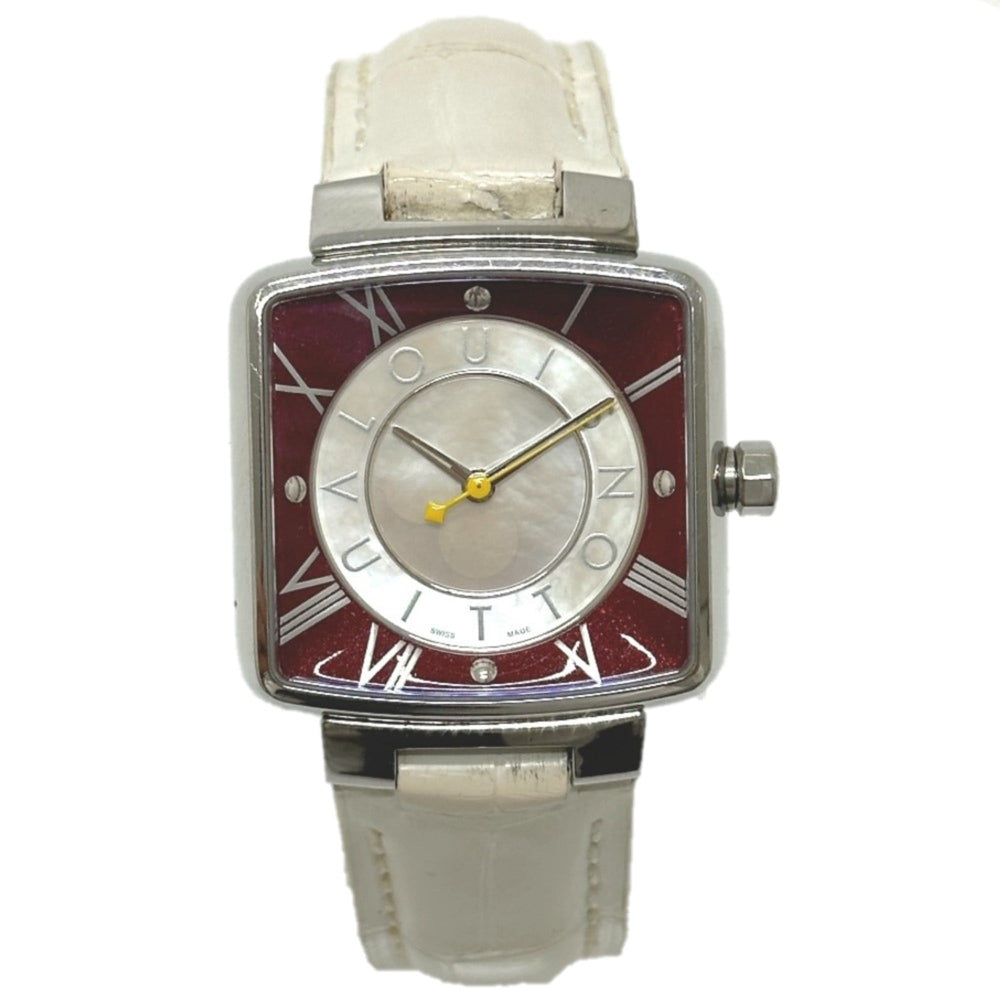 Louis Vuitton Q221J Quartz Wristwatch Silver Wine red Based — Good